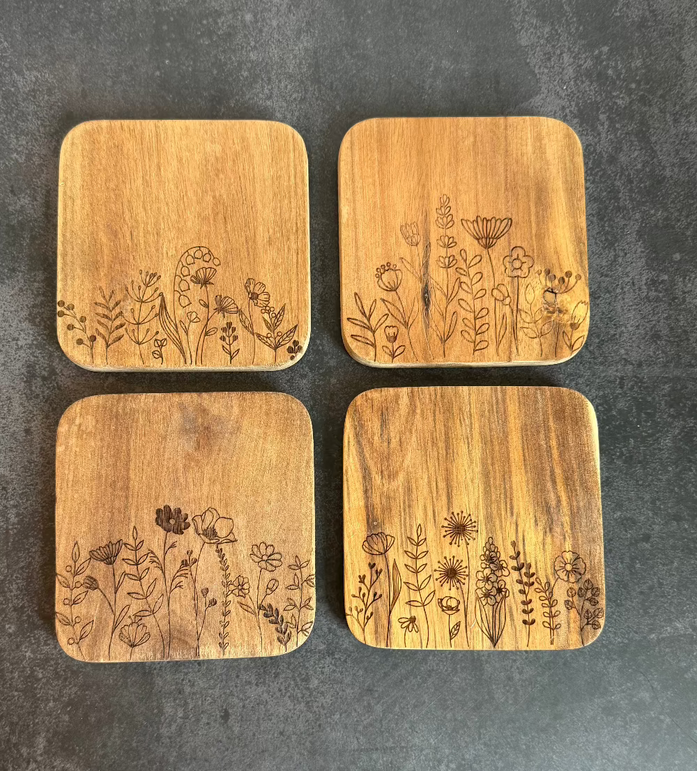 Wooden Wild Flower Coaster